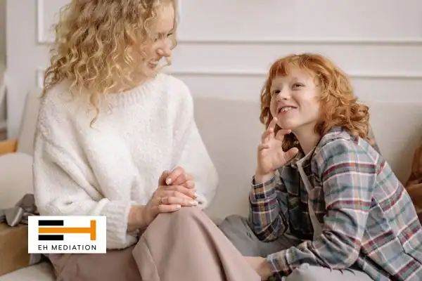 Happy mother and child after sorting child arrangements mediation Seaham